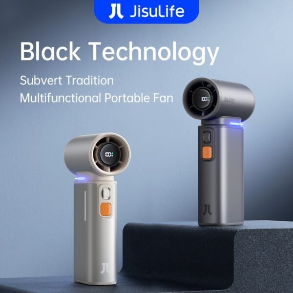 JisuLife Handheld Fan Ultra1,JISULIFE Colour Grey Electric fan design Table Fan Power Source Battery Powered Style Casual Product Dimensions 13.5D x 7.5W x 3.8H Centimeters Room Type Living Room, Home Office, Dining Room Special Feature Aluminum Alloy Body, 9000mAh Rechargeable Battery, 1-100 Speeds Adjustable, Visualized Digital Display, 75000RPM High Speed MotorAluminum Alloy Body, 9000mAh Rechargeable Battery, 1-100 Speeds Adjustable, Visualized Digital Display, 75000RPM High Speed Motor Recommended Uses For Product Travel, Cooling, Outdoor, Camping Noise Level 50 dB