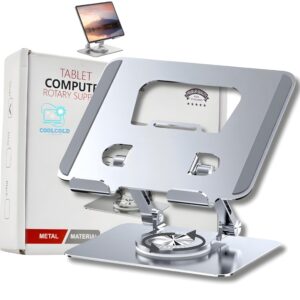 360° Rotating Foldable Aluminum Tablet Stand Portable Adjustable and Ergonomic Holder 2 Tablet Stand, 360 Rotating Portable Aluminum Adjustable Folding Tablet Stand