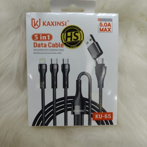 KAXINSI KU-65 5in1 Cable,Type-C to Type-C: PD 100W 1 KAXINSI KU-65 5in1 Cable, Black
