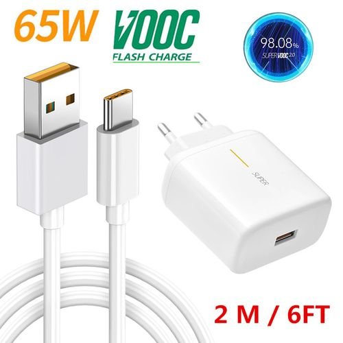 OPPO 65W SuperVOOC Power Adapter Type C Cable
