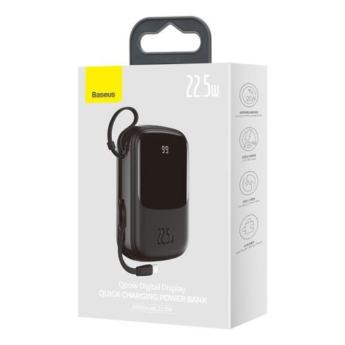 BASEUS Power Bank 22.5W 20000mAh Built-In Lightning & Type-c Cable Qpow 2 Digital Display