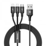 Baseus 3 in 1 USB Cable 5A Fast Charging for iPhone, Xiaomi, Samsung, Huawei, Type-C