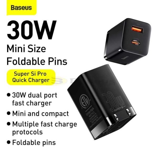 Baseus Super Si Pro Quick Charger C+U 30W US 1 Baseus Super Si Pro Quick Charger C+U 30W US