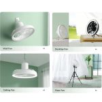 JISULIFE FA17 Rechargeable Fan with LED Light and Table Tripod