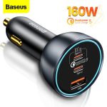 Baseus 160W Car Charger Quick Charge 5.0 QC 4.0 3.0 Type C PD Fast Charging For iPhone Xiaomi Samsung Macbook Pro Laptop
