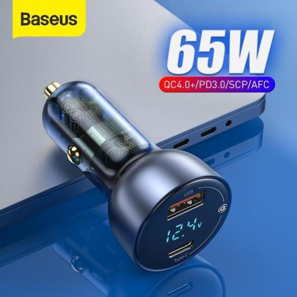 Baseus 65W Car Charger Dual USB Quick Charge 4.0