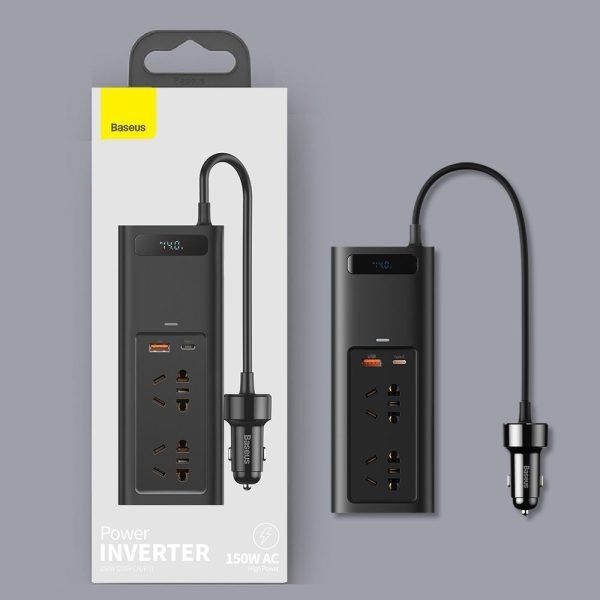 Baseus Power Inverter 150W DC 12V to AC 110V Auto Power Invertor Dual AC Port & Dual USB Port Power Station