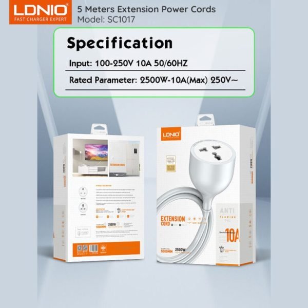 LDNIO SC1017 Universal Power Strip with Extension Power Cord 5m