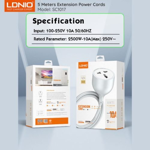 LDNIO SC1017 Universal Power Strip with Extension Power Cord 5m