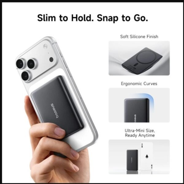 Baseus 5000mAh Magnetic Mini Power Bank- For Iphone 15 16 14 13 12 Sansung S25 S24 6 Baseus Magnetic Mini Wireless 20W 5000mAh Fast Charge Power Bank For Iphone 15 16 14 13 12 Sansung S25 S24