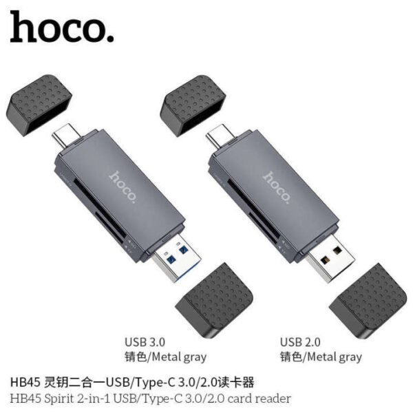 Hoco HB45 Spirit 2-in-1 USB & Type-C 2.0 Card Reader
