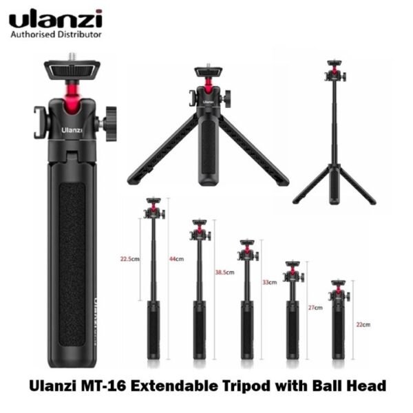 Ulanzi MT-16 Camera Tripod Stand, Mini Tabletop Selfie Stick Tripod with Cold Shoe, Travel Tripod for