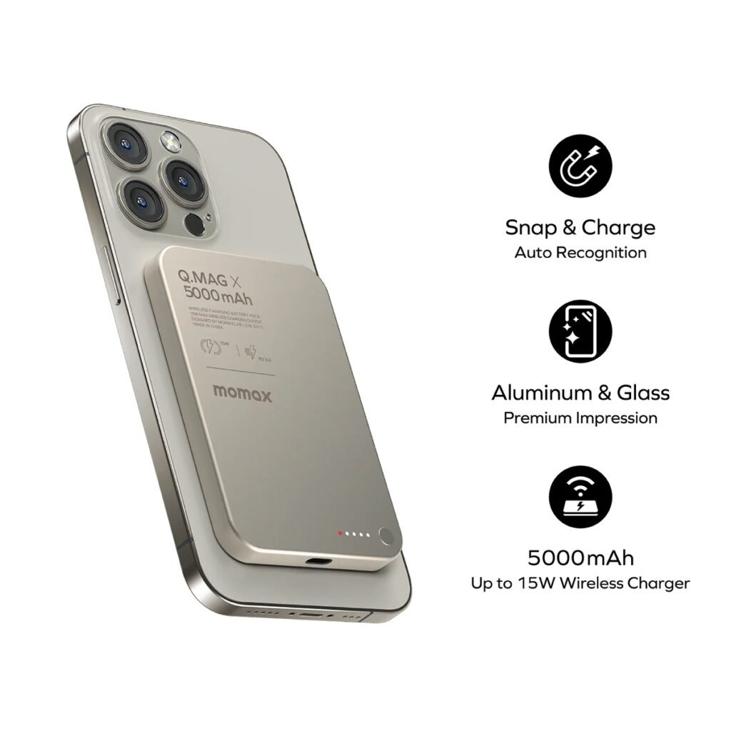 MOMAX 5000mAh Magnetic Power Bank Wireless Portable Charger