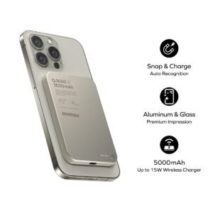 MOMAX 5000mAh Magnetic Power Bank Wireless Portable Charger 1 MOMAX 5000mAh Magnetic Power Bank Wireless Portable Charger