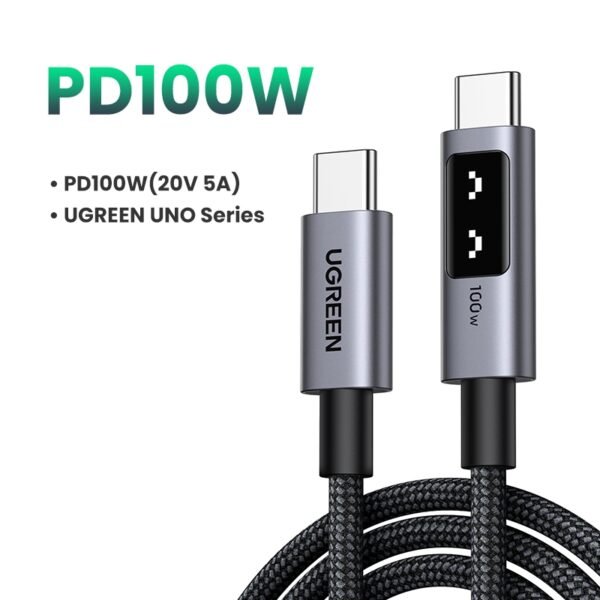 UGREEN Uno Kabel Data Smart Digital Display Type C to Type C Fast Charging 100W 5A