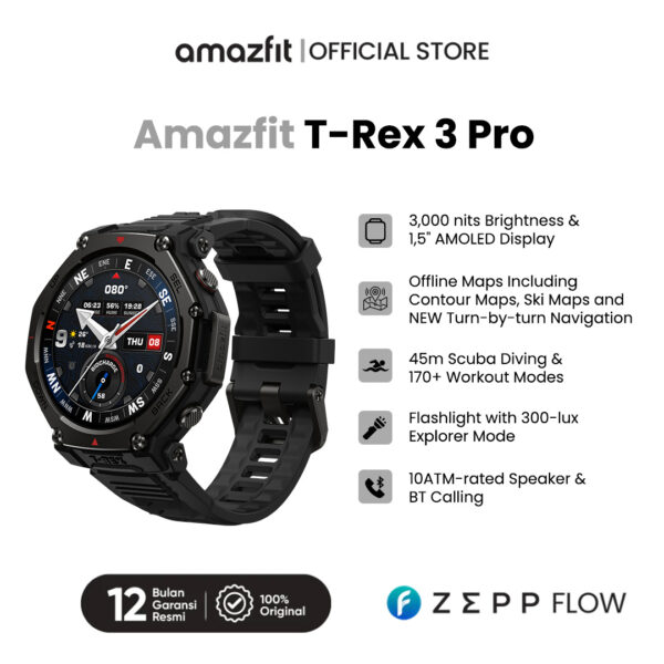 Amazfit T-Rex 3 Pro 1.5 Amoled Display With 3000-nit Rugged Smartwatch