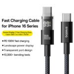 Baseus Display 2 Type-C to Type-C 100W Cable For Iphone 15 16 Samsung S25 S24 Pixel Macbook 1m