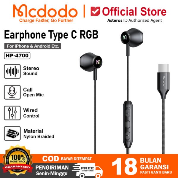 MCDODO HP-4700 Sparkling Type-C Wired Earphones