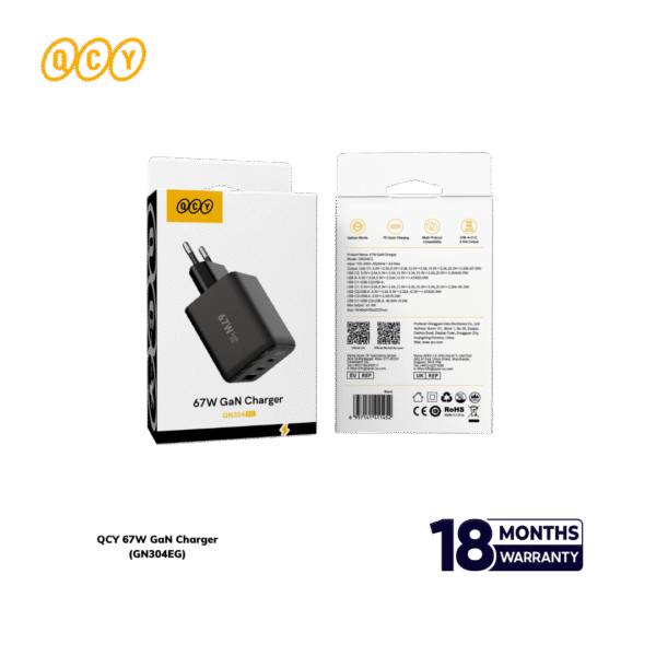 QCY 67W Charger Adapter - GN304EG 67W Mini GaN Charger Adapter