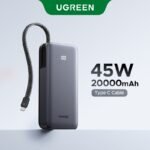 UGREEN PB536 Nexode 45W 20000mAh PowerBank with Built-in Cable (55988B)