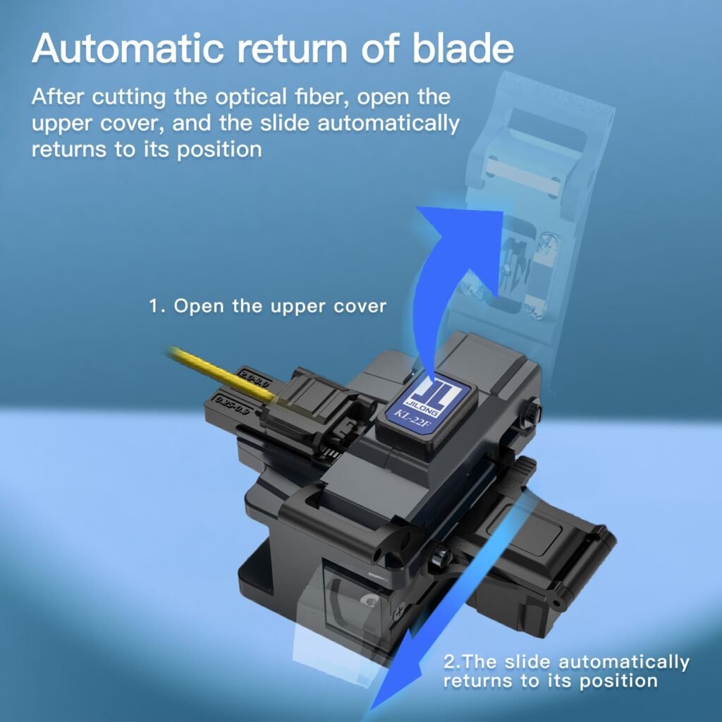 Optic Fiber Cleaver JILONG-JILONG Optical Fiber Cleaver Double Fiber Holders High Precision Fiber Optic Cutting Tools 48,000 Cleaves Applicable for 250um 900um 3mm Fiber (KL-23F)