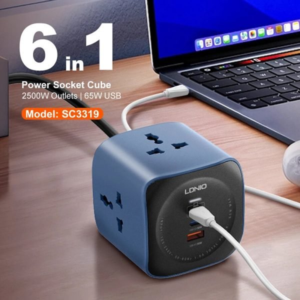 LDNIO SC3319 65W 6 in 1 Power Socket Cube 2500W Outlets
