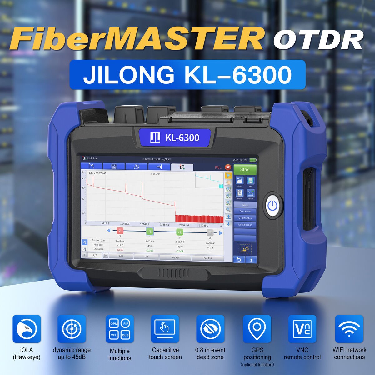 Jilong KL-6100 FTTx Optical Time Domain Reflectometer (OTDR) 6 JILONG KL 6300 OTDR 8501300nm13101550nm 2022dB3230dB Dynamics Range