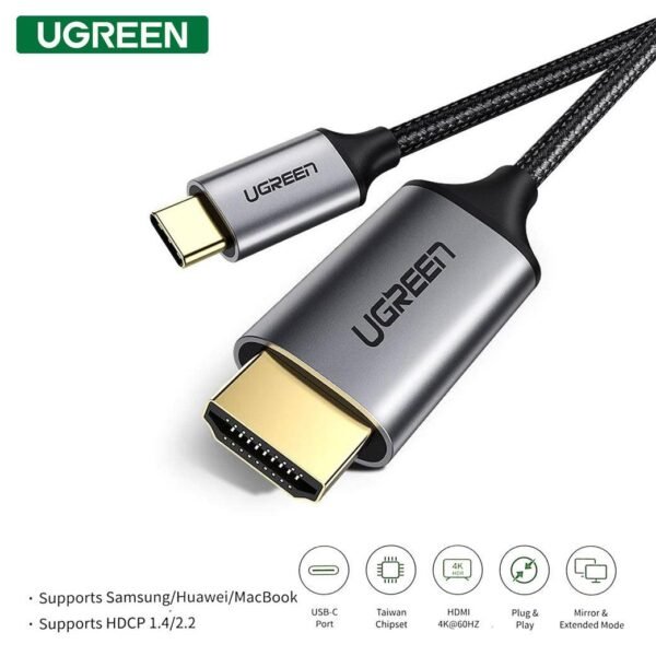 UGREEN USB C to HDMI Cable 4K 60HZ USB Type C Thunderbolt 3 HDMI Adapter Braided Cord Compatible for , , , Galaxy S20 S10 9