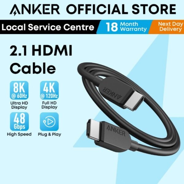 Anker HDMI Cable 8K@60Hz or 4K@120Hz HDMI to HDMI 3ft/6ft Ultra High-Speed HDMI Cable