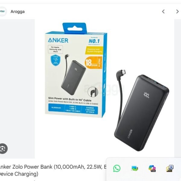 Anker Zolo 10000mAh 22.5W Power Bank with Built-in Type-C Cable