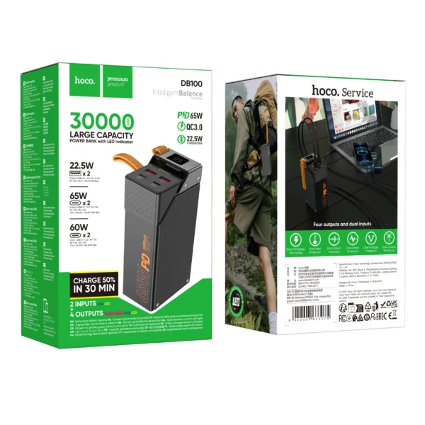 Hoco DB100 Harmony 30000mAh PD65W Power Bank – Fully Compatible Fast Charging for Every Device