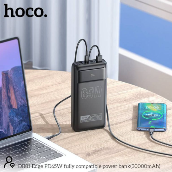 Hoco DB81 65W 30000mAh PowerBank-Hoco DB81 30000mAh Power Bank – 65W Fast Charging, Multi-Protocol (PDPPSQCFCPAFC)