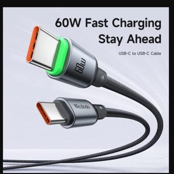 Mcdodo CA 687 60W USB-C To C Fast Charging Cable with LED Indicator Light (1 Meter)